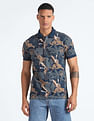 Flying Machine Tropical Print Pique Polo Shirt