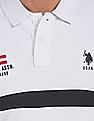 U.S. Polo Assn. Men White And Black Cotton Striped Polo Shirt