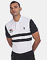 U.S. Polo Assn. Men White And Black Cotton Striped Polo Shirt