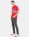 Aeropostale Men Red Short Sleeve Striped Pique Polo Shirt