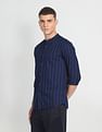 Flying Machine Mandarin Collar Vertical Stripe Shirt