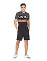 U.S. Polo Assn. Denim Co. Ribbed Collar Brand Print Polo Shirt