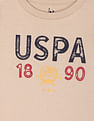 U.S. Polo Assn. Kids Boys Beige and Wine Brand Print T-Shirt - Pack Of 2