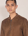 U.S. Polo Assn. Men Brown Stand Collar Solid Bomber Jacket