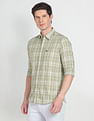 Arrow Sports Point Collar Plaid Check Casual Shirt