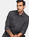 Calvin Klein Men Black Double Pocket Check Casual Shirt