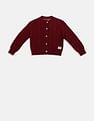 Tommy Hilfiger Kids Girls Maroon Round Neck Cable Knit Cardigan