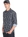 Flying Machine Spread Collar Abstract Print Shirt