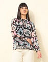 U.S. Polo Assn. Women Ruffle Neck Floral Printed Top