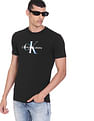 Calvin Klein Men Black Crew Neck Brand Print Cotton T-Shirt