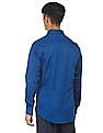 Calvin Klein Men Blue Spread Collar Solid Casual Shirt