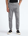 Flying Machine Drawstring Waist Solid Trousers