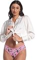 Calvin Klein Underwear Women Pink Floral Print Lace Trim Hipster Panties