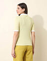 U.S. Polo Assn. Women Contrast Collar Textured Polo Shirt
