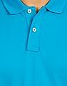 Aeropostale Men Turquoise Cotton Appliqued Logo Polo Shirt