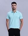 Tommy Hilfiger Mens Blue Solid Polo Shirt