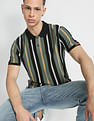 Flying Machine Vertical Striped Cotton Polo Shirt