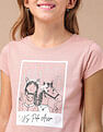 U.S. Polo Assn. Kids Girls Graphic Printed Regular Fit T-Shirt