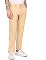 Tommy Hilfiger Men Beige Denton Regular Fit Patterned Casual Trousers