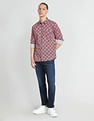 Flying Machine Abstract Print Cotton Shirt