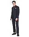 Tommy Hilfiger Men Navy Notch Lapel Collar Check Formal Blazer