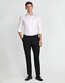 Arrow Check Pattern Weave Wool Blend Trousers