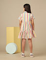 U.S. Polo Assn. Kids Girls Vertical Striped Lace A-Line Dress