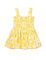 U.S. Polo Assn. Kids Smocked Floral Print Fit And Flare Dress