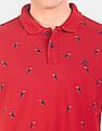 Aeropostale Men Red Pique Printed Polo Shirt