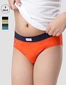 USPA Innerwear Boys Solid Cotton Spandex IKBA Briefs - Pack Of 3