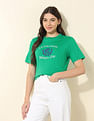 U.S. Polo Assn. Women Boxy Fit Brand Printed T-Shirt