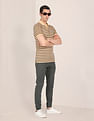 U.S. Polo Assn. Ribbed Collar Striped Polo Shirt
