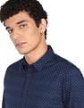 Flying Machine Geometric Print Cotton Shirt