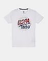 U.S. Polo Assn. Kids Boys White Crew Neck Flippy Sequin Logo T-Shirt