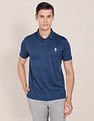 USPA Active Men Blue Heathered Polyester Polo Shirt