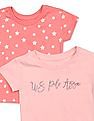 U.S. Polo Assn. Kids Girls Short Sleeve Cotton T-Shirt - Pack Of 2