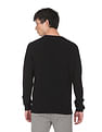 Calvin Klein Men Black Brand Stripe Textured Sweater