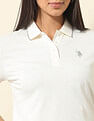 U.S. Polo Assn. Women Boxy Fit Brand Printed Polo Shirt