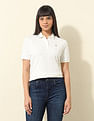 U.S. Polo Assn. Women Boxy Fit Brand Printed Polo Shirt