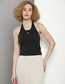 Calvin Klein Slub Rib Halter Neck Top