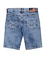 U.S. Polo Assn. Kids Acid Wash Logo Embroidered Denim Shorts