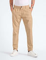 Flying Machine Elasticised Waist Solid Trousers