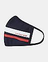 U.S. Polo Assn. Unisex Adults Navy Triple Layer Washable Anti Bacterial Striped Face Masks - Pack Of 3