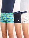 USPA Innerwear Boys Mid Rise Cotton Spandex Trunks - Pack Of 3