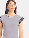 U.S. Polo Assn. Women White Cap Sleeve Striped Top