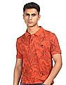 Aeropostale Men Orange Printed Pique Polo Shirt