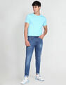 Flying Machine Mid Rise Stone Wash Whiskered Jeans