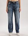 Calvin Klein Jeans Mid-Wash Straight-Fit High Rise Jeans
