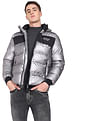 Flying Machine Stand Collar Detachable Hood Quilted Jacket