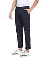 Tommy Hilfiger Men Navy Micro Check Denton Straight Fit Casual Trousers